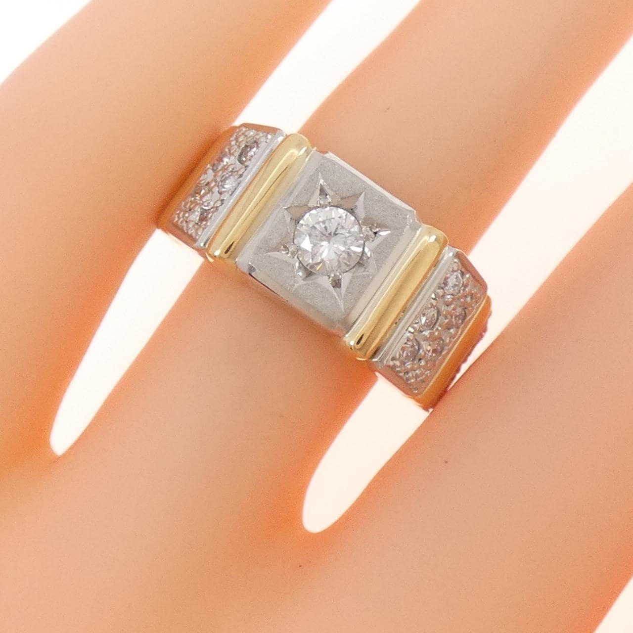 K18YG/PT900 ダイヤモンド リング 0.25CT