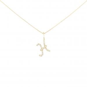 K18YG イニシャルH ダイヤモンド ネックレス 0.08CT