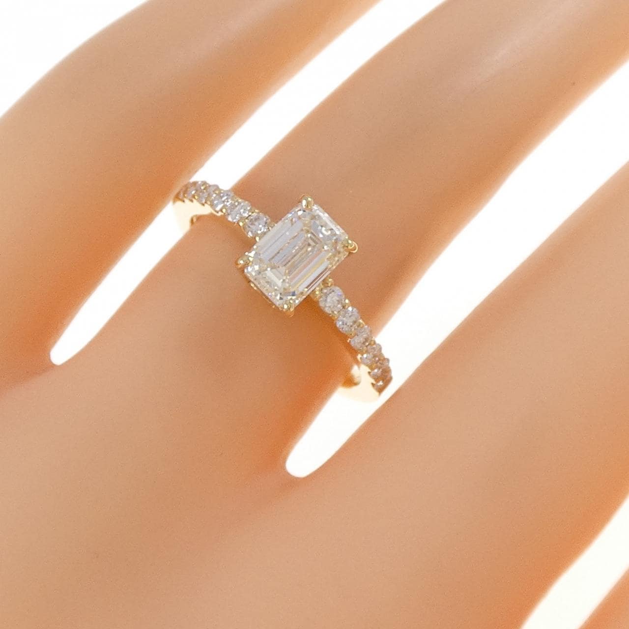 【リメイク】K18YG ダイヤモンド リング 1.01CT L SI1 エメラルドカット