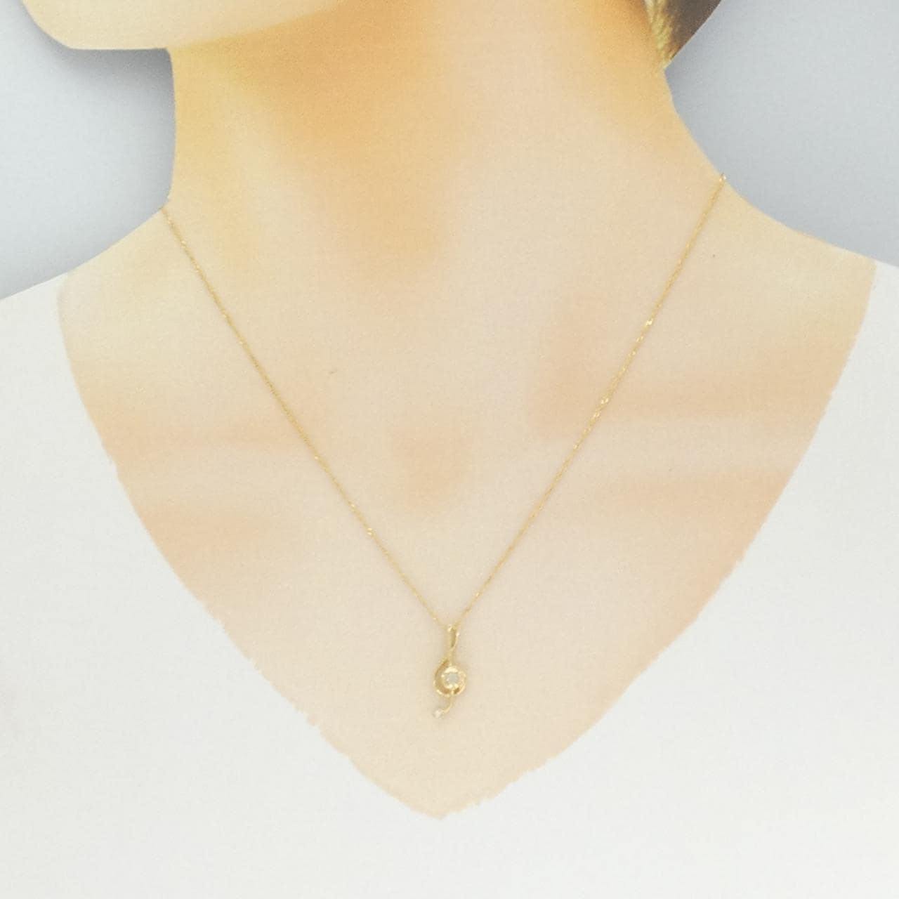 K18YG ト音記号 ダイヤモンド ネックレス 0.07CT