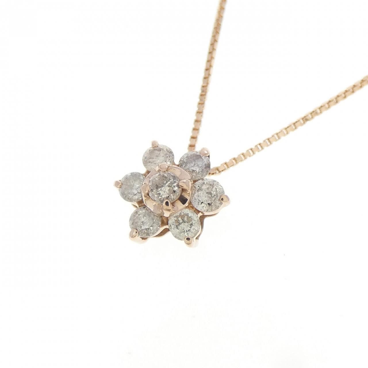 K10PG フラワー ダイヤモンド ネックレス 0.20CT