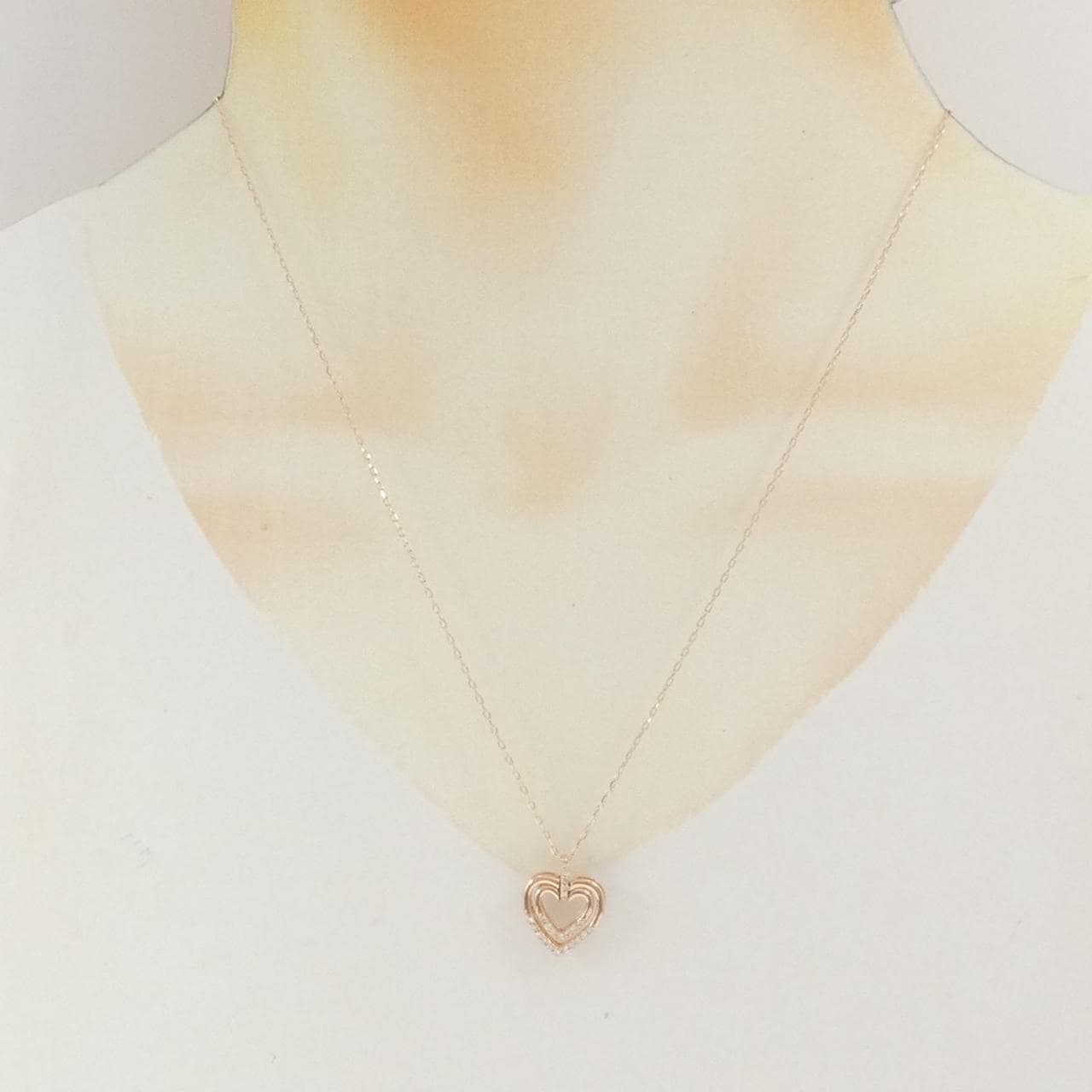コメ兵｜K14PG/K10PG ハート ダイヤモンド ネックレス 0.15CT