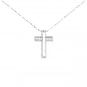K18WG クロス ダイヤモンド ネックレス 0.26CT