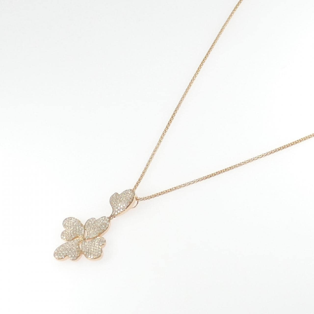 750PG/K18PG ハート ダイヤモンド ネックレス 1.55CT