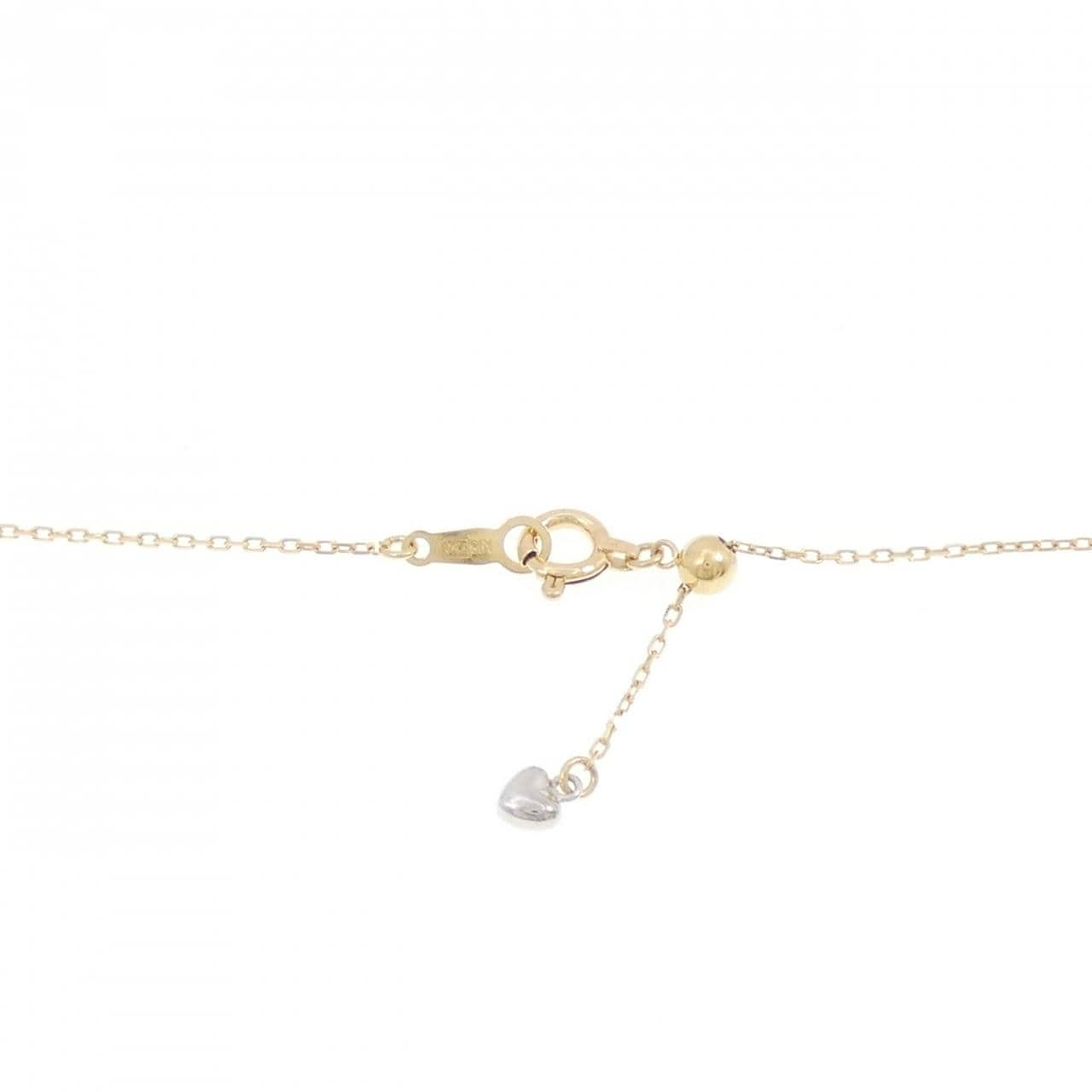 K18YG/K18WG　フラワー×バタフライ カラーストーン ネックレス