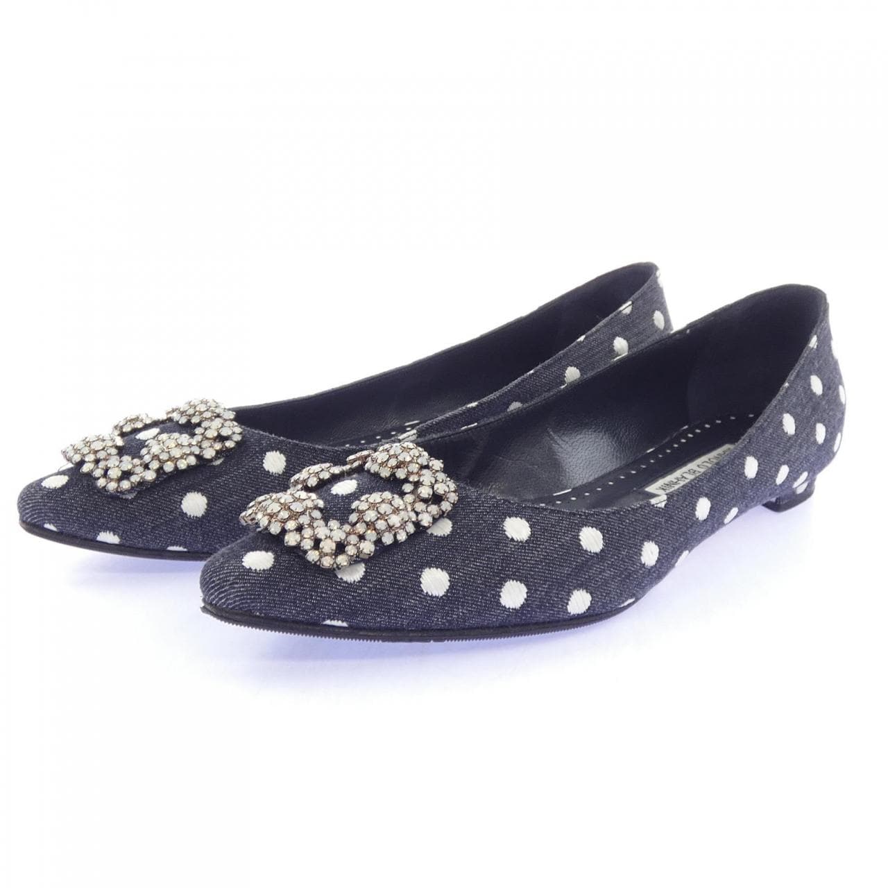 マノロブラニク MANOLO BLAHNIK HANGISIFLAT 10 BLUE JEANS パンプス