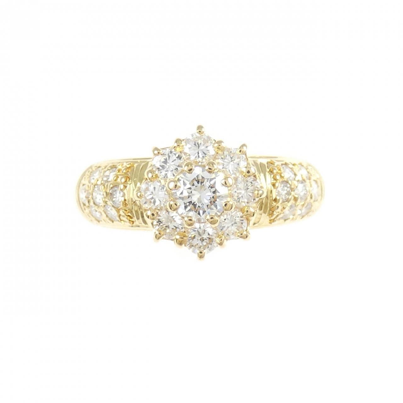 K18YG フラワー ダイヤモンド リング 0.20CT