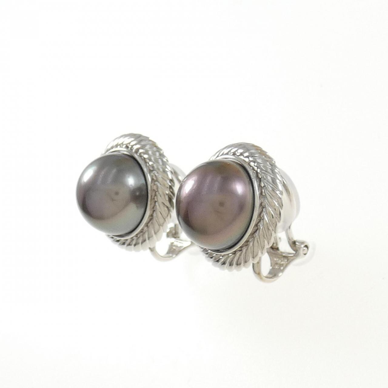PT black butterfly pearl earrings 11.1mm