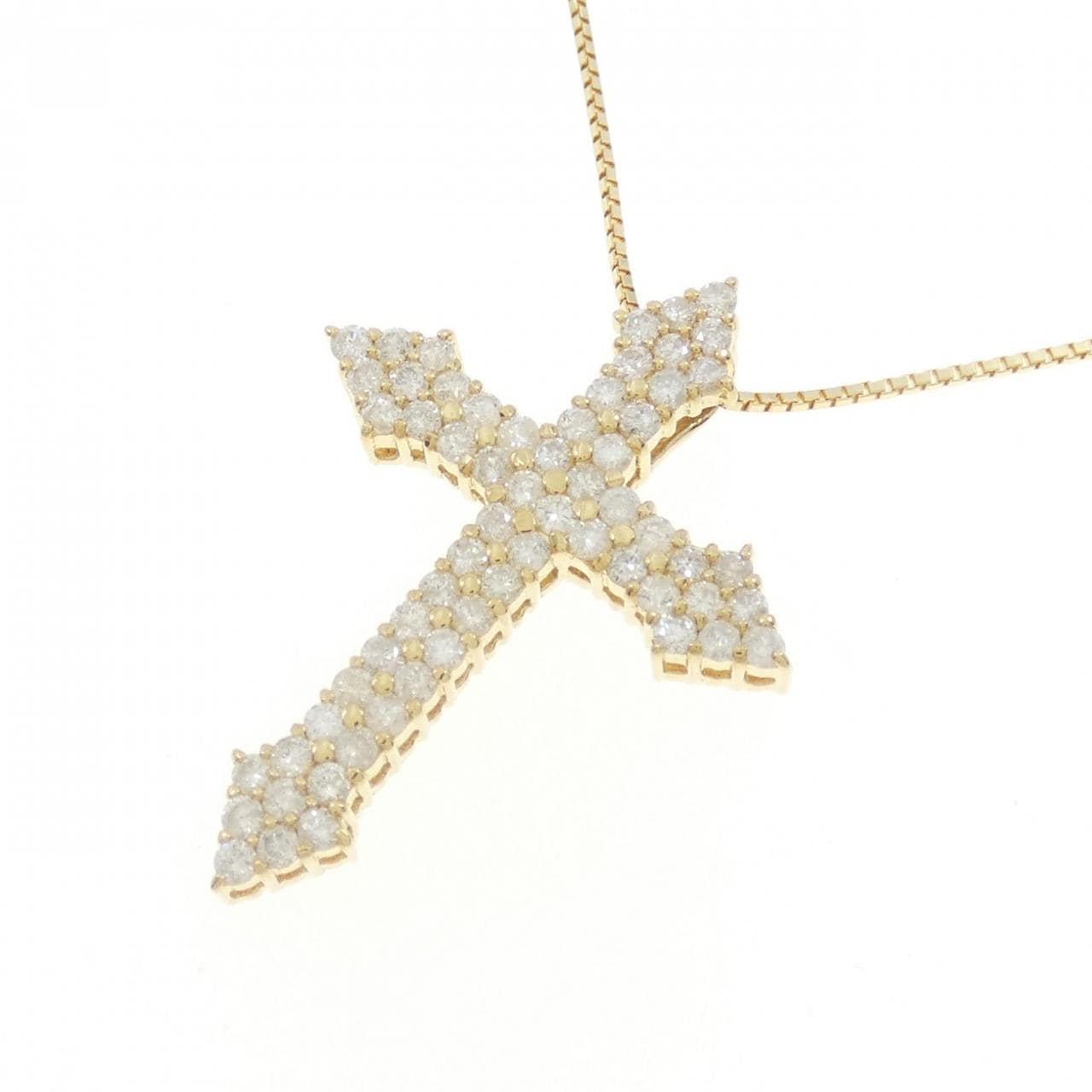 K18YG クロス ダイヤモンド ネックレス 1.00CT
