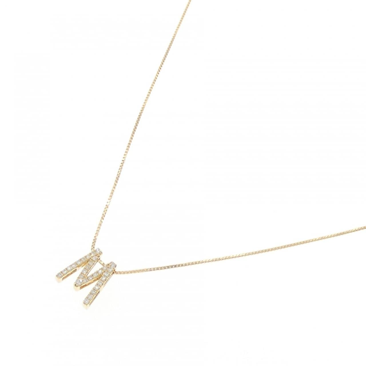 K18YG イニシャルM ダイヤモンド ネックレス 0.08CT