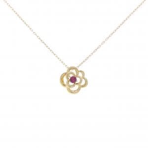 K18YG フラワー ルビー ネックレス 0.11CT