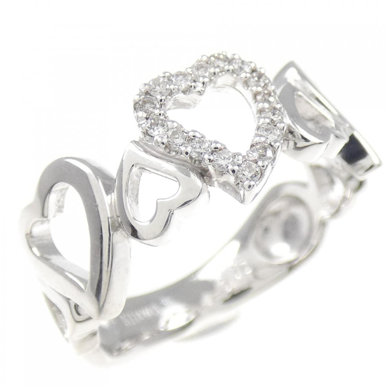 K18WG heart Diamond ring 0.10CT
