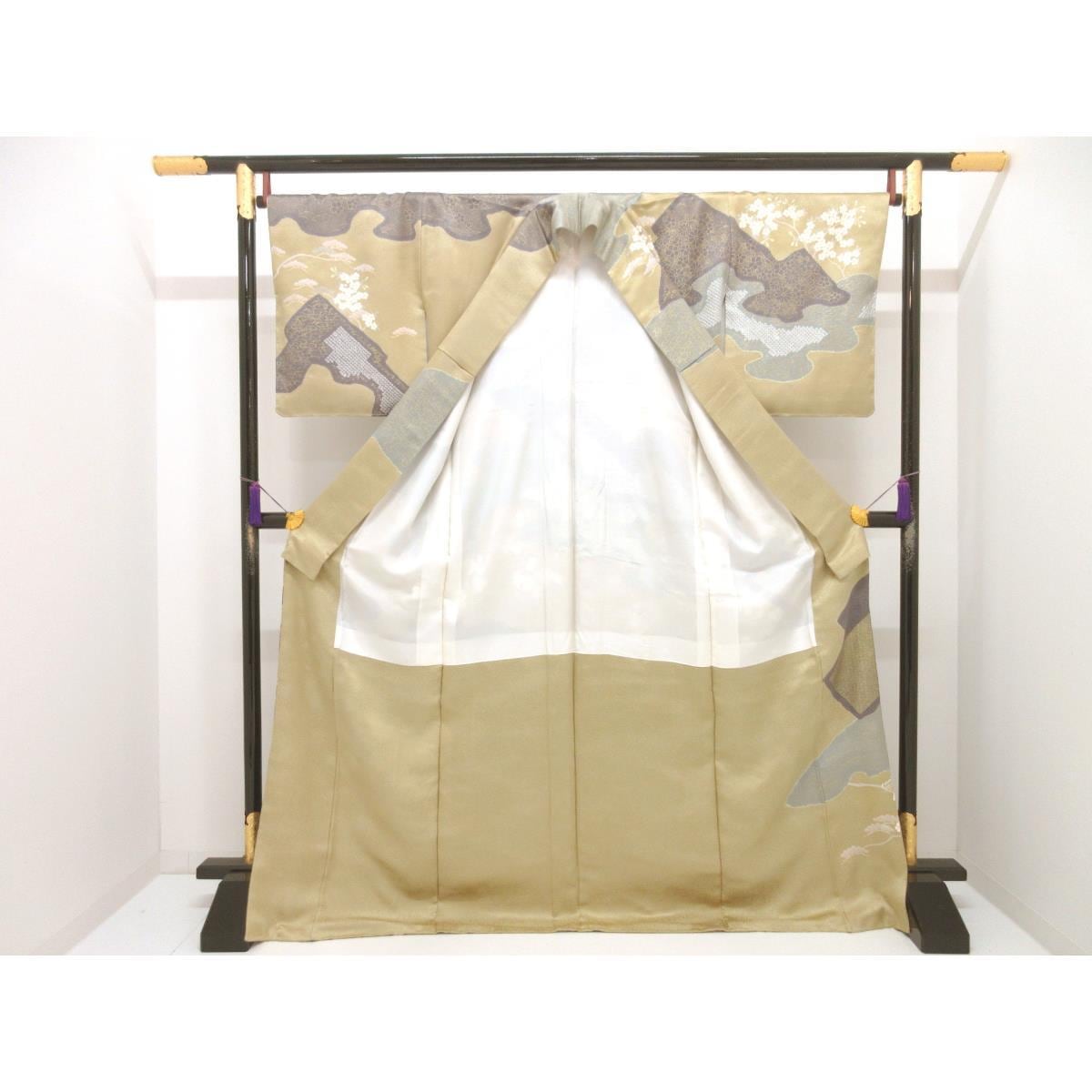 訪問着　友禅金彩加工　刺繍入り　絞り加工　身幅Ｌ寸