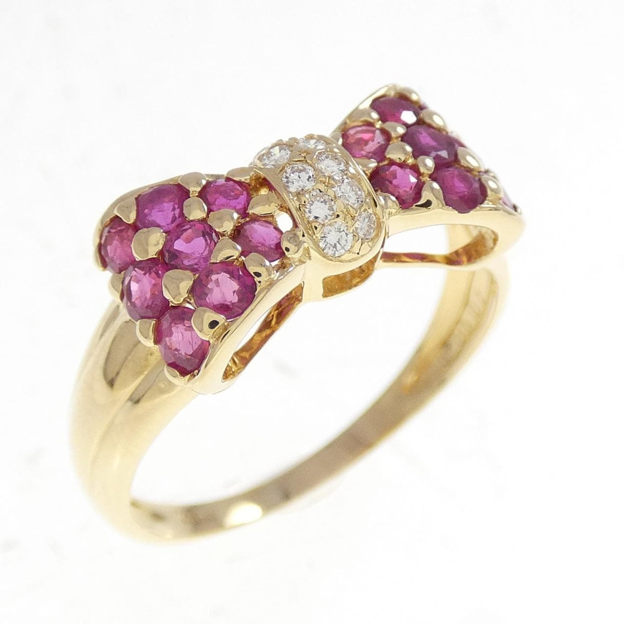 K18YG リボン ルビー リング 1.00CT