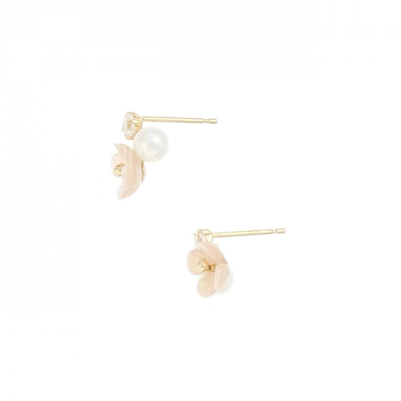 【新品】K10YG フラワー カラーストーン ピアス