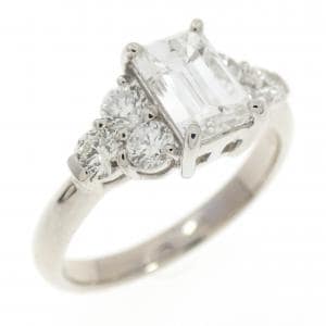 【リメイク】PT900 ダイヤモンド リング 1.024CT G VS1 エメラルドカット