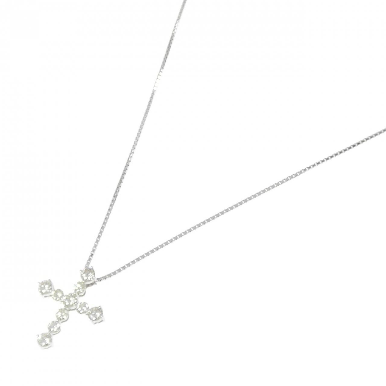 K18WG クロス ダイヤモンド ネックレス 1.05CT