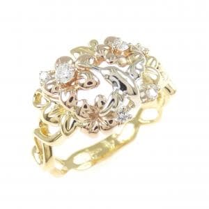 750スリーカラー ダイヤモンド リング 0.13CT