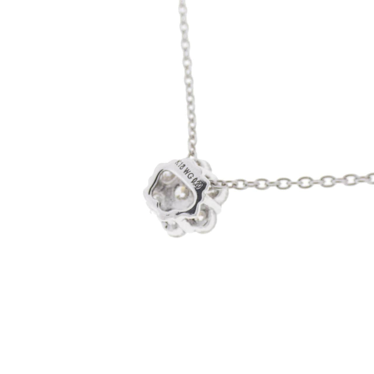 K18WG flower Diamond necklace 0.20CT