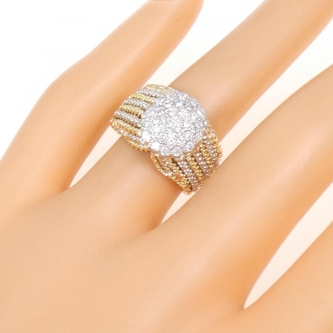 K18YG/PT パヴェ ダイヤモンド リング 0.50CT