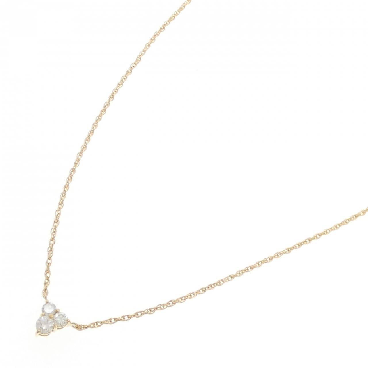K18YG スリーストーン ダイヤモンド ネックレス 0.30CT