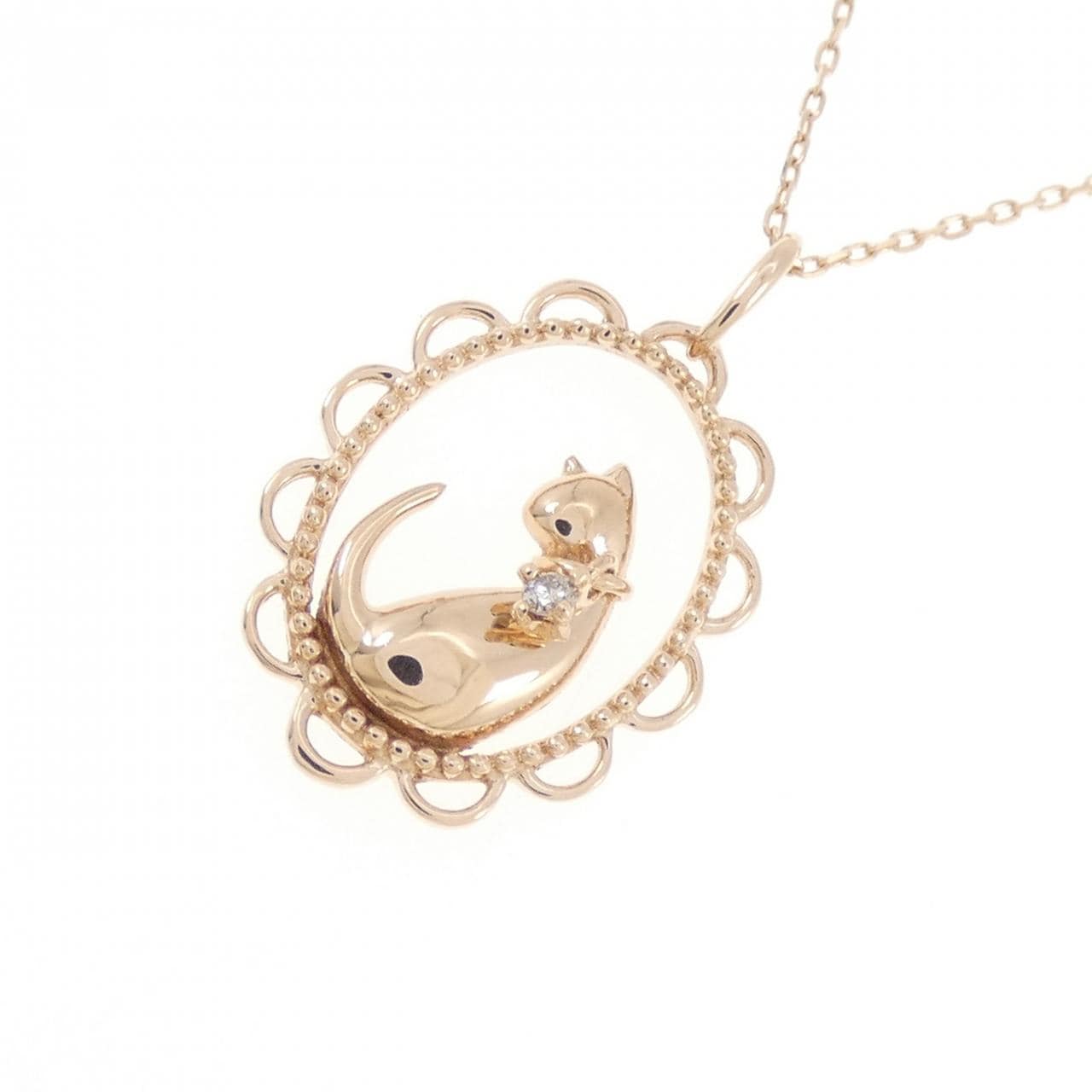 K10PG キャット ダイヤモンド ネックレス 0.01CT