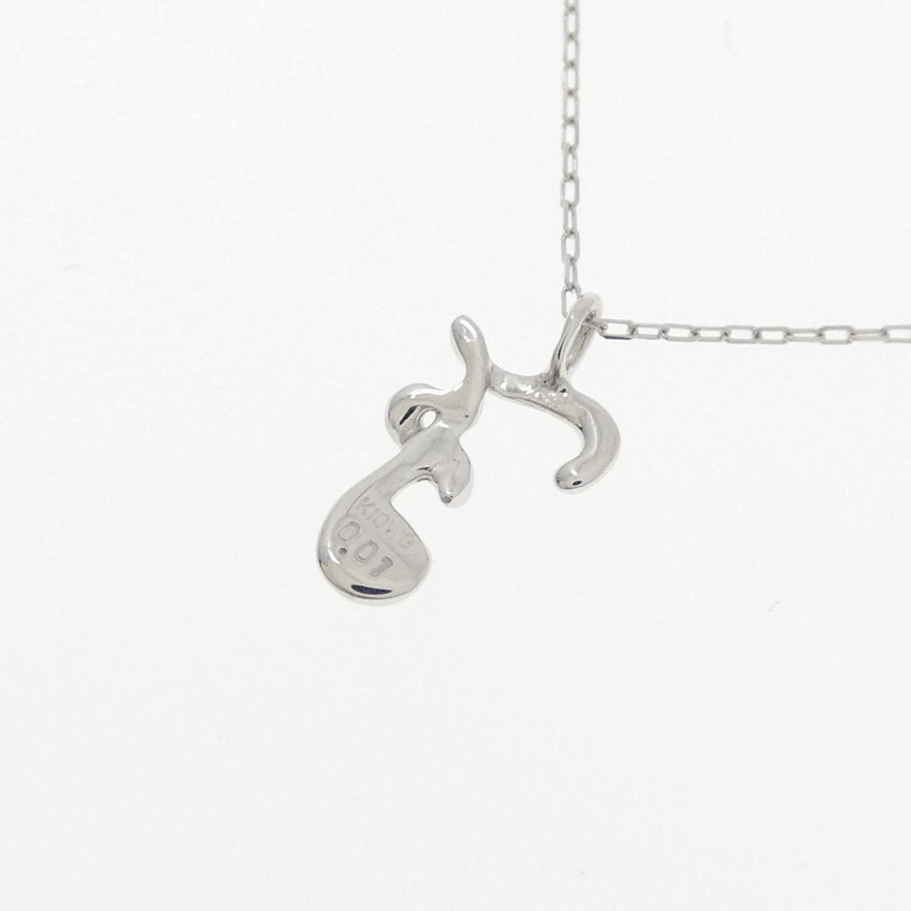 K10WG イニシャルF ダイヤモンド ネックレス 0.01CT