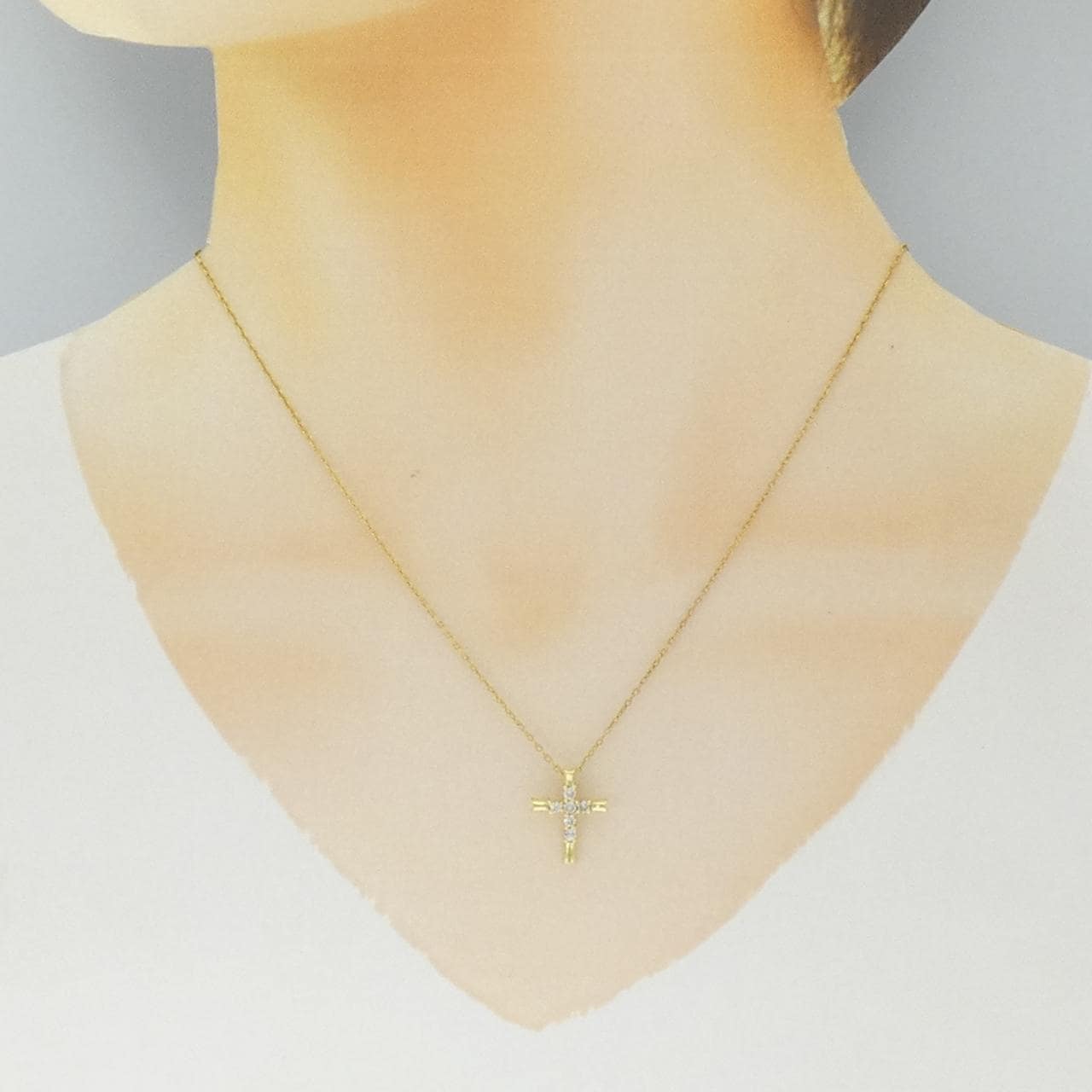 K18YG クロス ダイヤモンド ネックレス 0.2CT