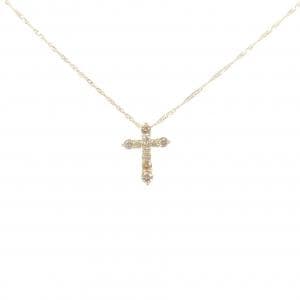 K18YG/750YG クロス ダイヤモンド ネックレス 0.30CT