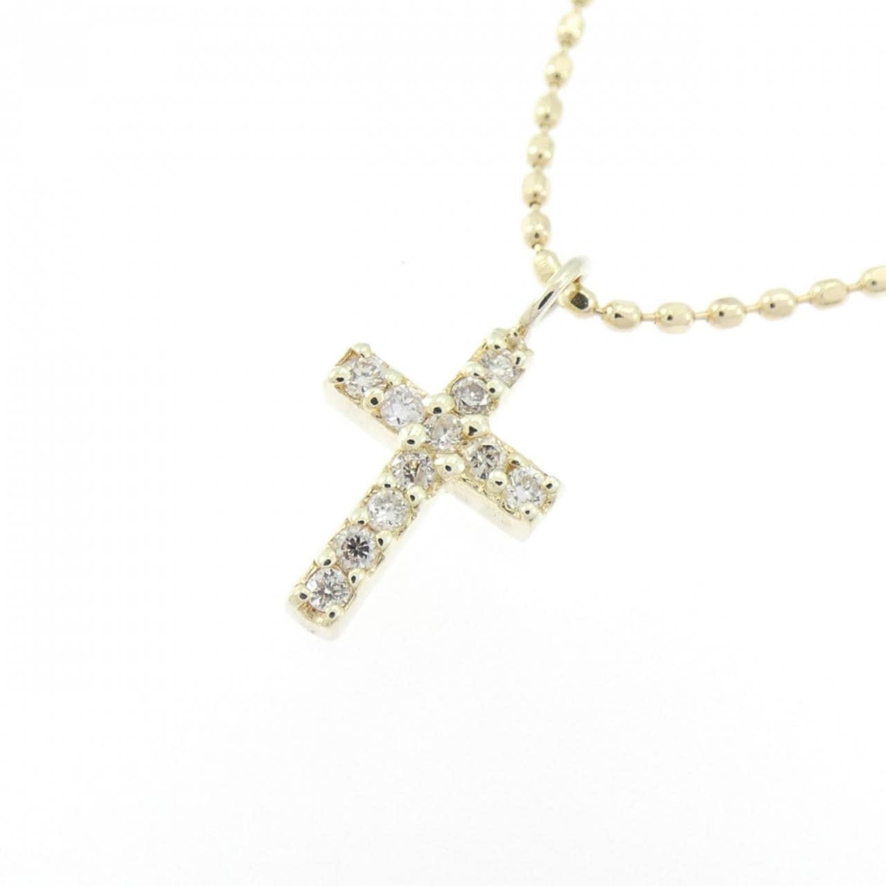 K10YG クロス ダイヤモンド ネックレス 0.05CT