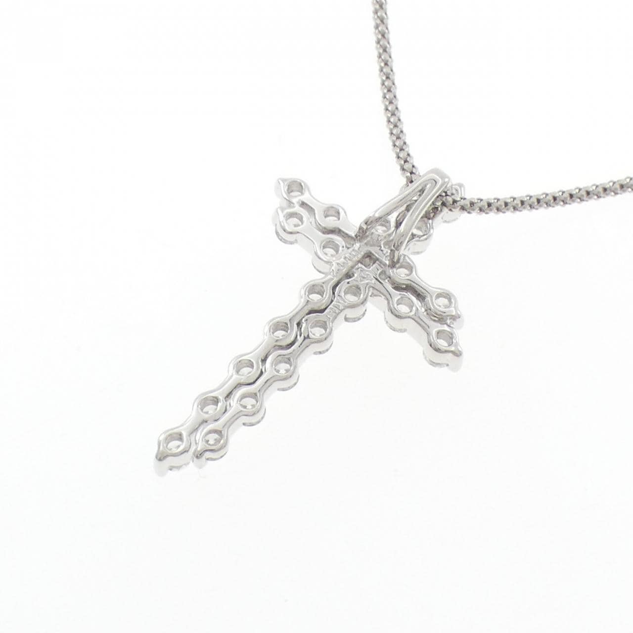 K18WG クロス ダイヤモンド ネックレス 1.12CT