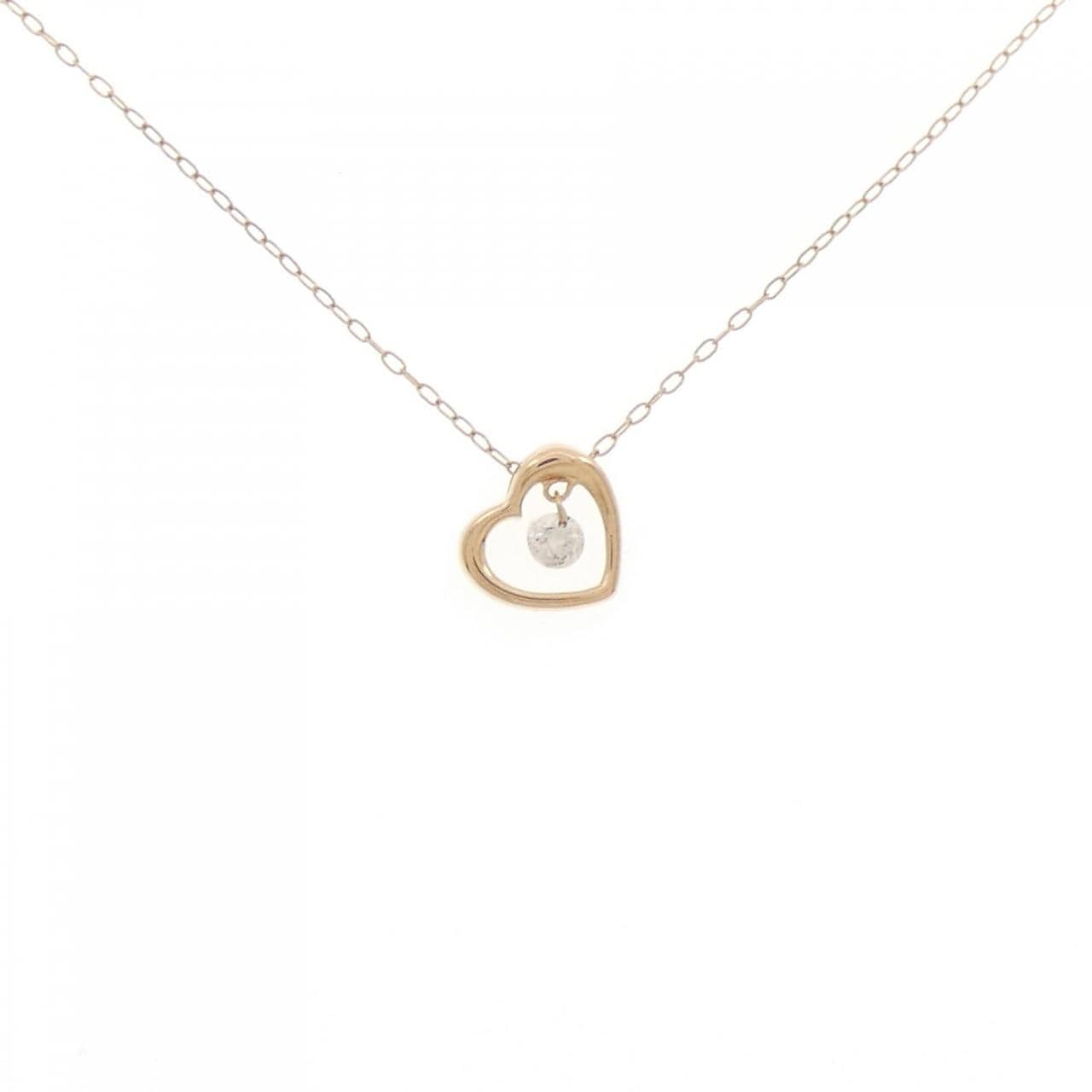 K18PG ハート ダイヤモンド ネックレス 0.08CT
