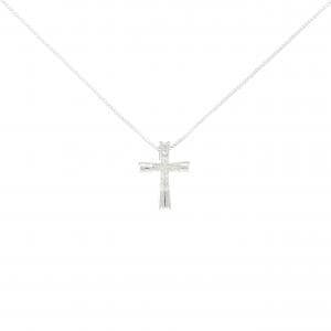 K10WG クロス ダイヤモンド ネックレス 0.04CT
