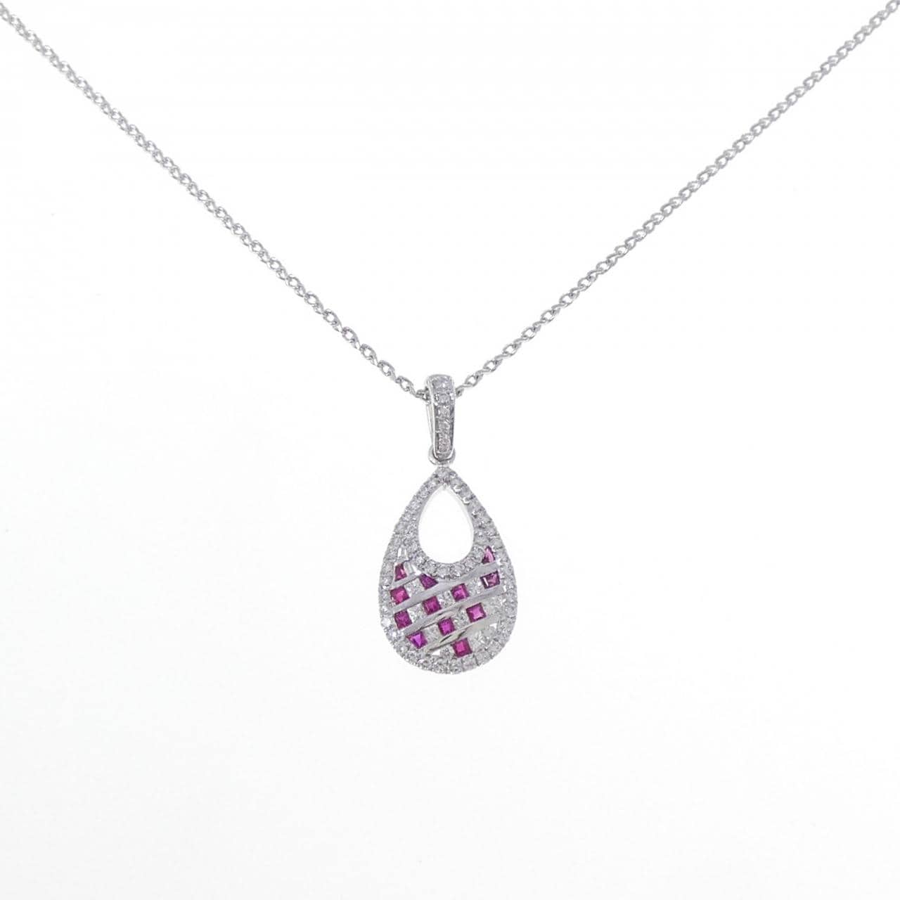 K18WG ルビー ネックレス 0.21CT