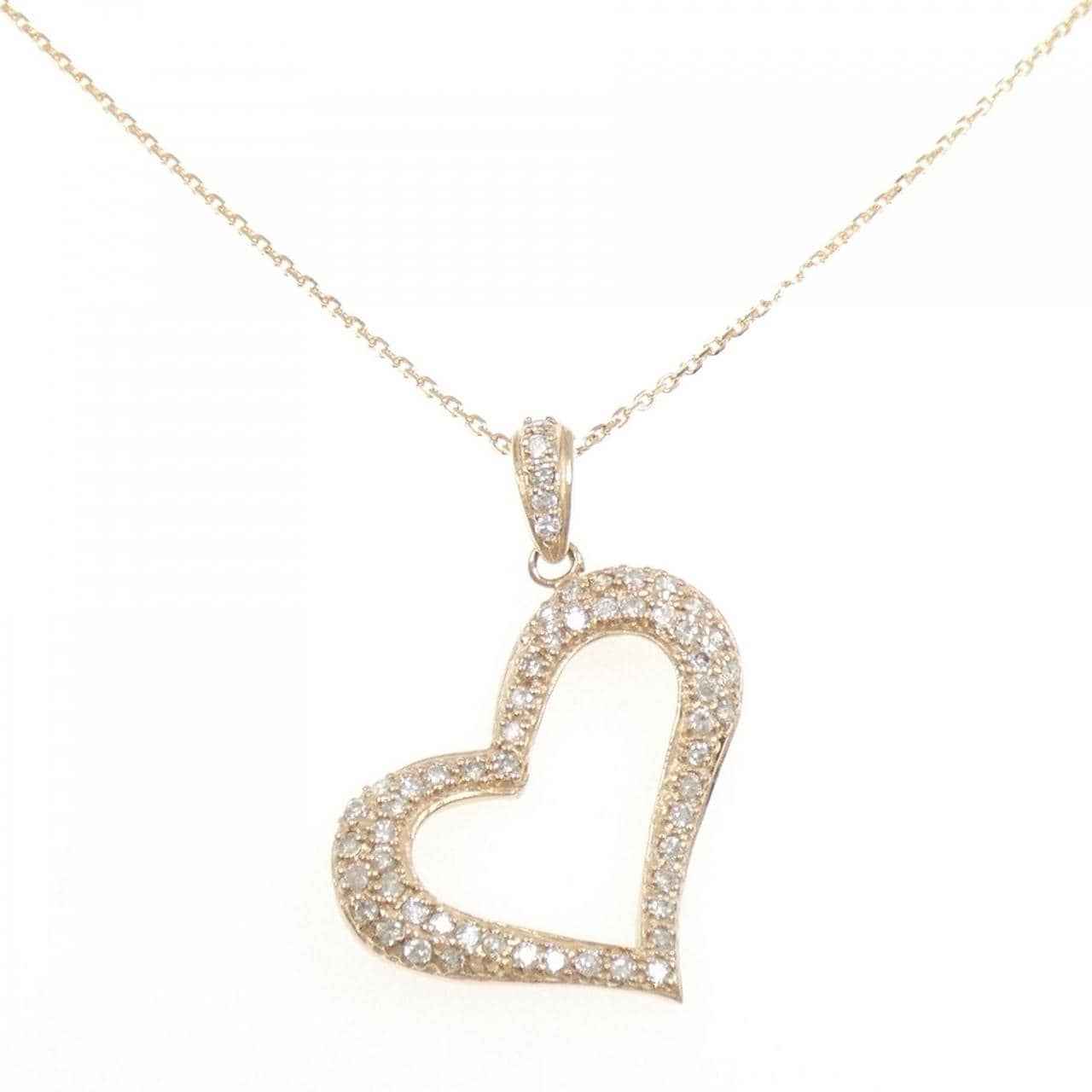 K18PG ハート ダイヤモンド ネックレス 0.35CT