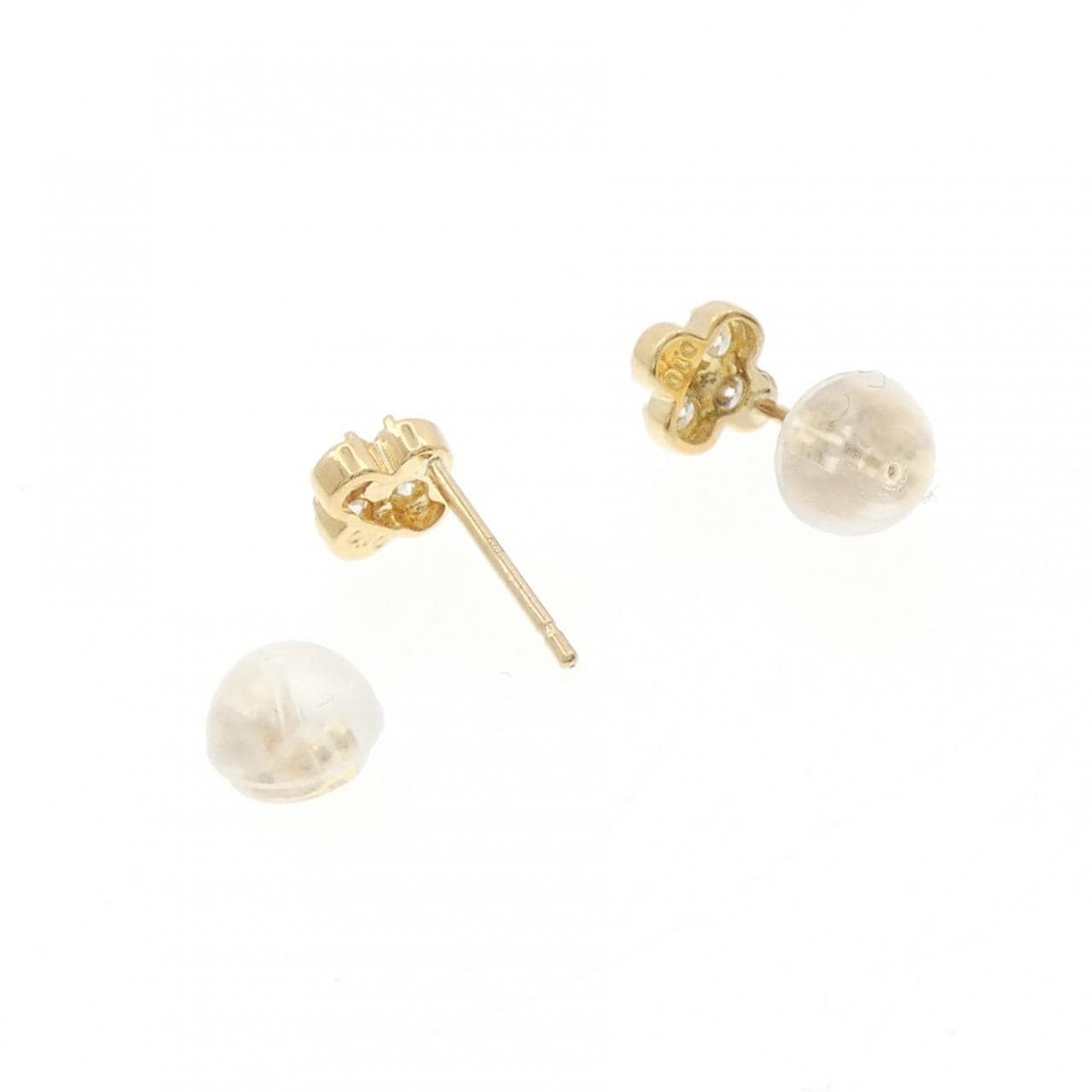 K18YG フラワー ダイヤモンド ピアス 0.20CT