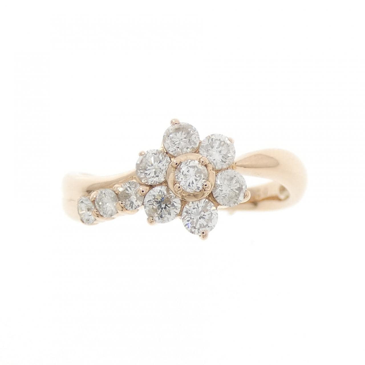 K18PG フラワー ダイヤモンド リング 0.50CT