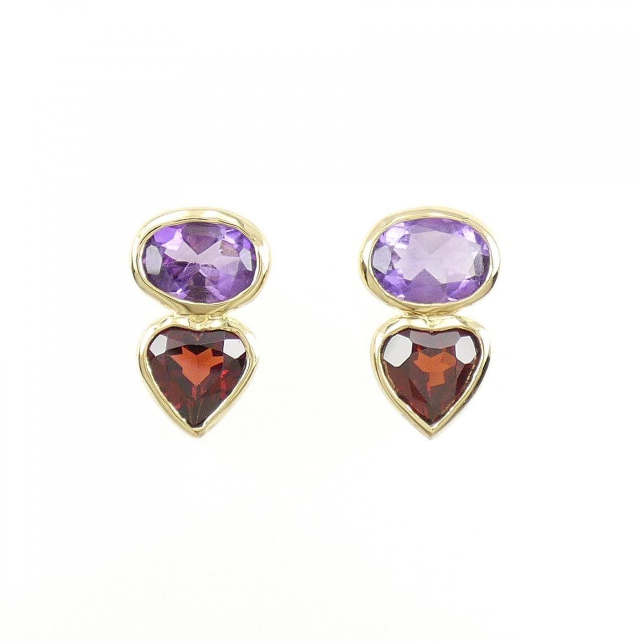 K18YG Garnet earrings