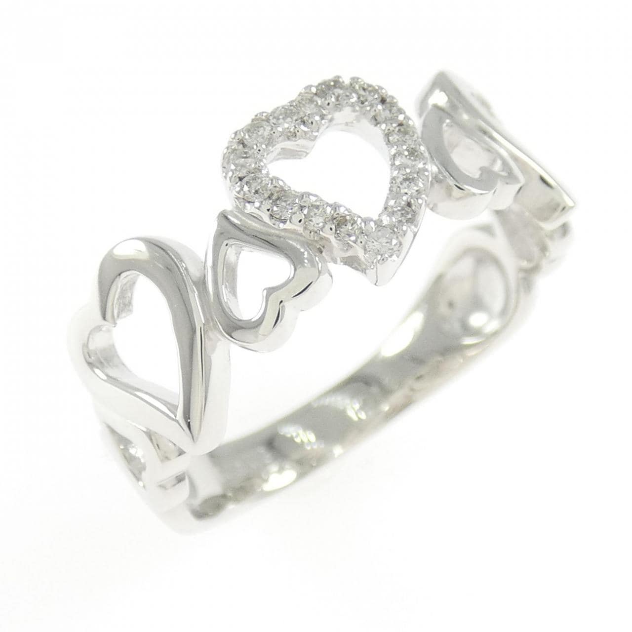 K18WG ハート ダイヤモンド リング 0.10CT