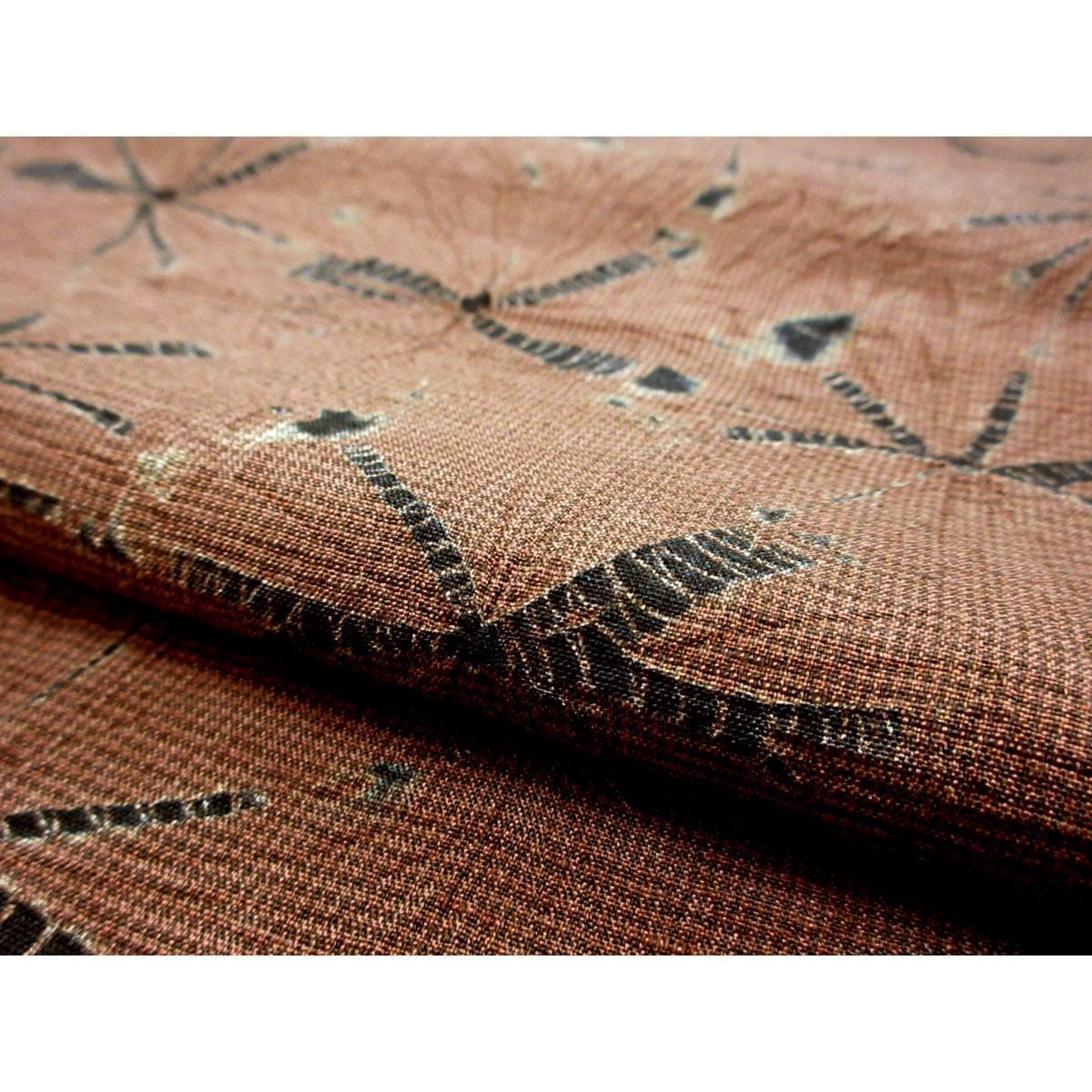 【未使用品】紬　六條ゆきやま紬　手ぐも絞り染　身幅２Ｌ寸【大嶋謙松】