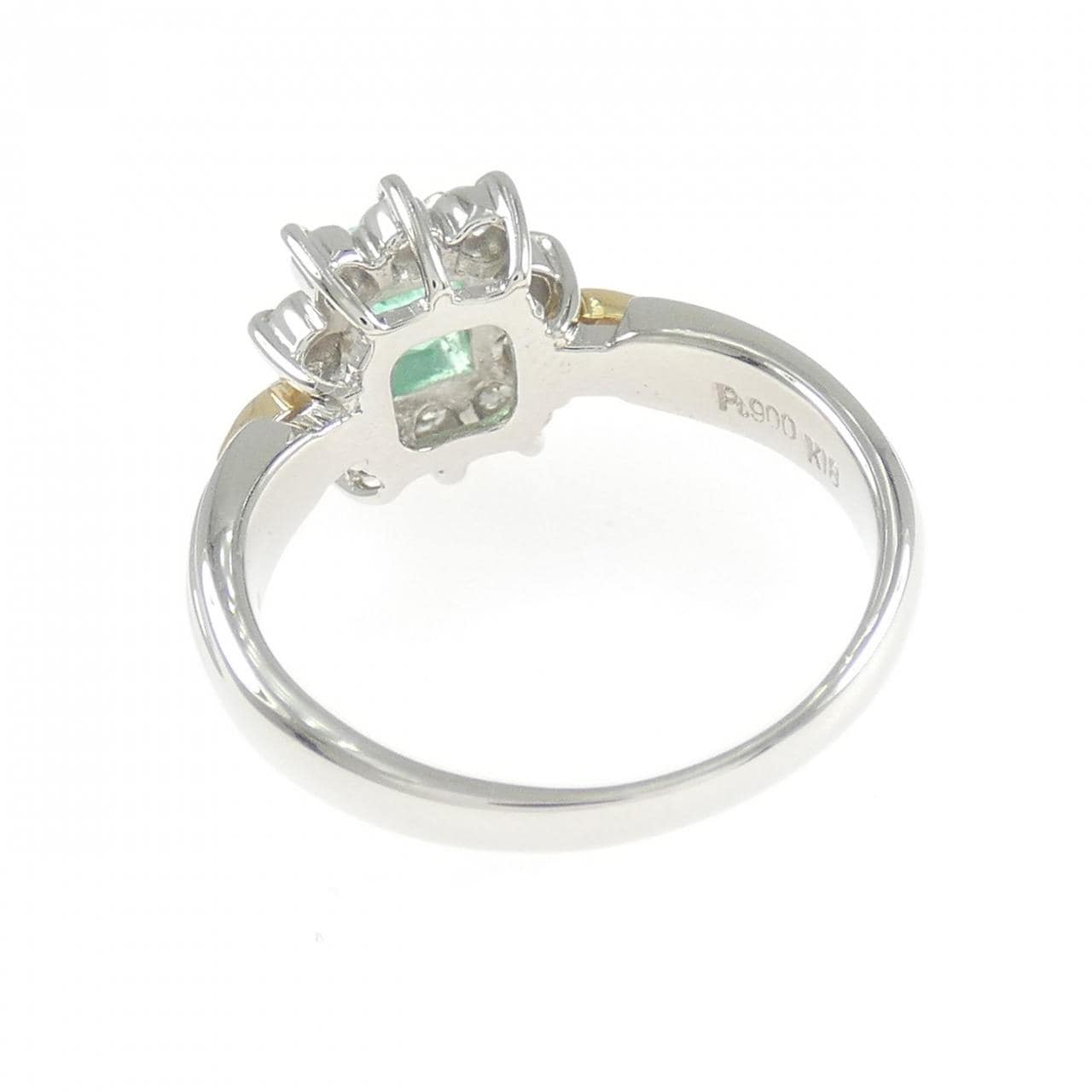 K18YG/PT900 エメラルド リング 0.46CT