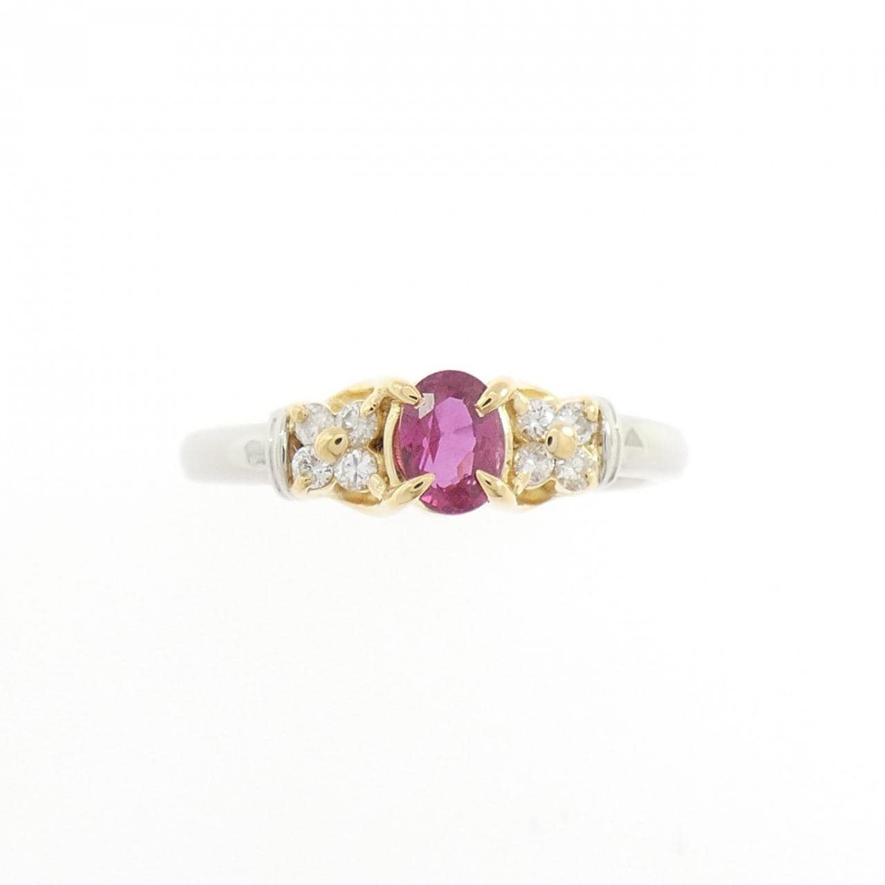 PT900/K18YG ルビー リング 0.38CT