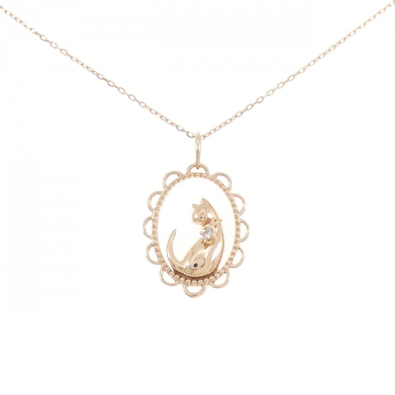 K10PG キャット ダイヤモンド ネックレス 0.01CT