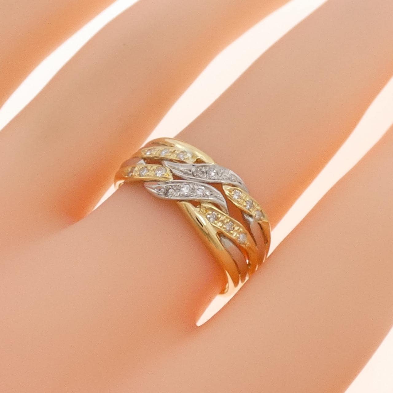 K18YG/PT900 ダイヤモンド リング 0.18CT