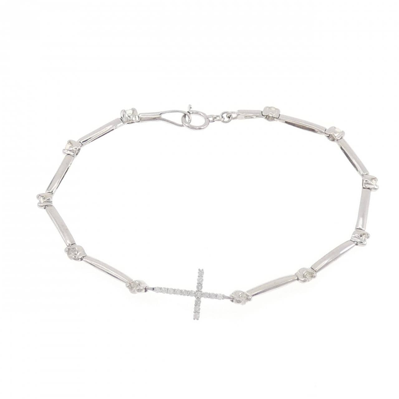 K18WG クロス ダイヤモンド ブレスレット 0.11CT