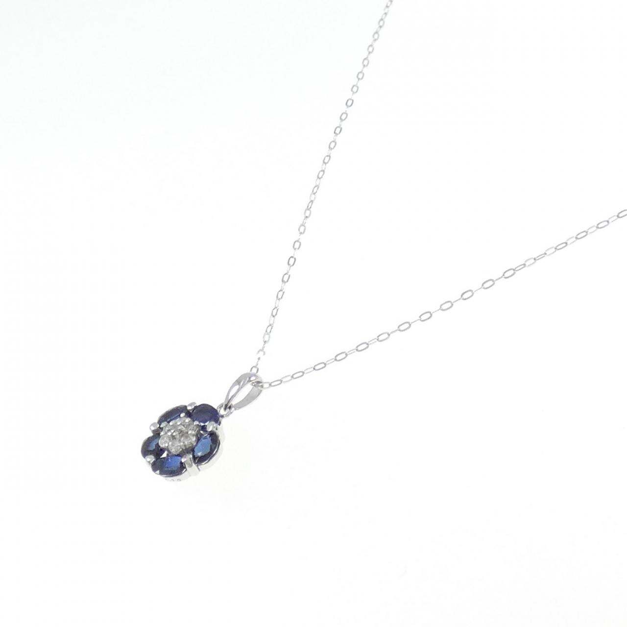 [BRAND NEW] K18WG Flower Sapphire Necklace