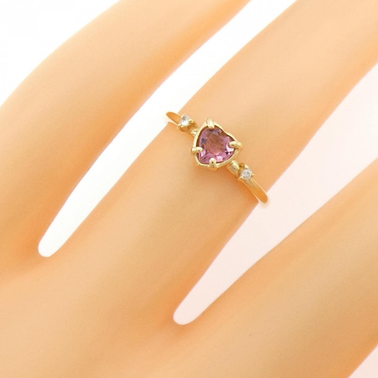 K18YG ハート トルマリン リング