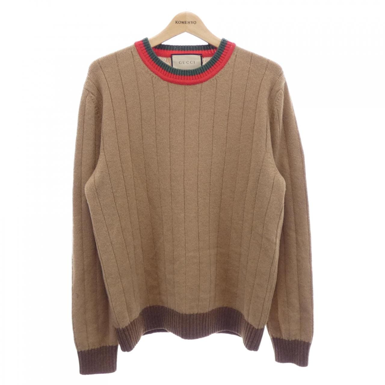 グッチ GUCCI ウェブ ストライプ付き キャメル リブニット セーター 721035 XKB4A ニット
