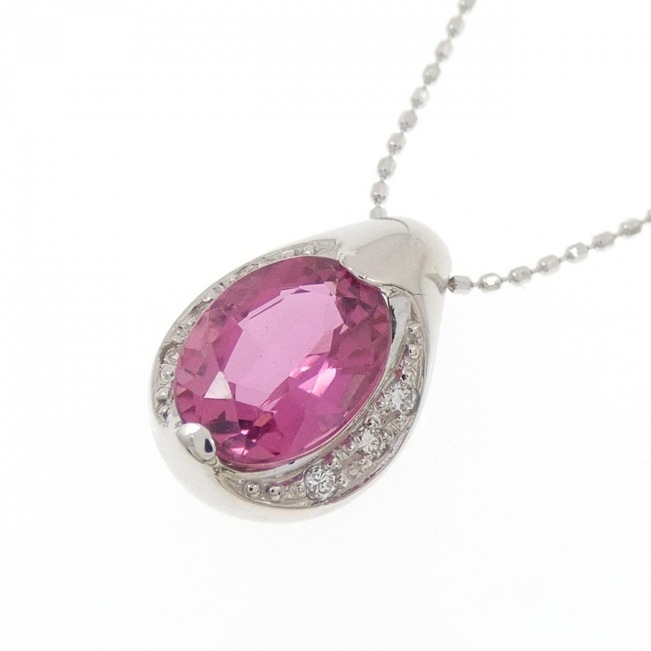 PT900/K18WG トルマリン ネックレス 2.00CT