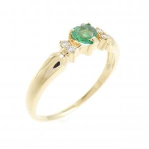 K14YG ハート エメラルド リング 0.18CT